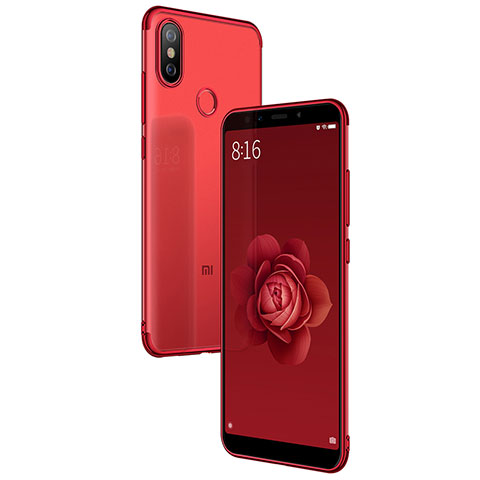 Custodia Silicone Trasparente Ultra Sottile Morbida T04 per Xiaomi Mi 6X Rosso