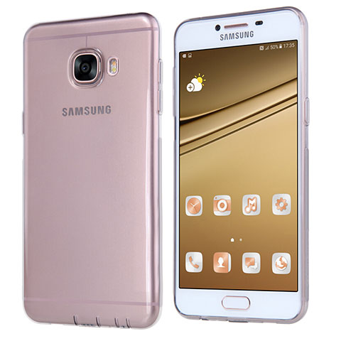 Custodia Silicone Trasparente Ultra Sottile Morbida T06 per Samsung Galaxy C7 SM-C7000 Grigio