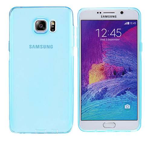 Custodia Silicone Trasparente Ultra Sottile Morbida T06 per Samsung Galaxy Note 5 N9200 N920 N920F Blu