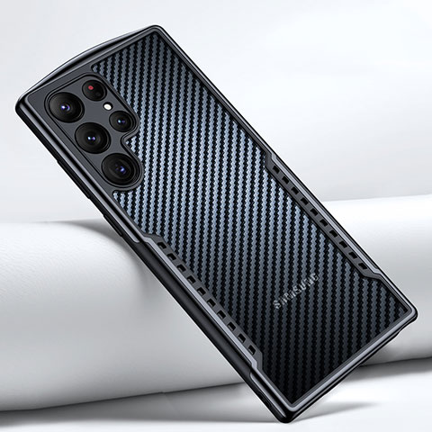 Custodia Silicone Trasparente Ultra Sottile Morbida T06 per Samsung Galaxy S21 Ultra 5G Nero