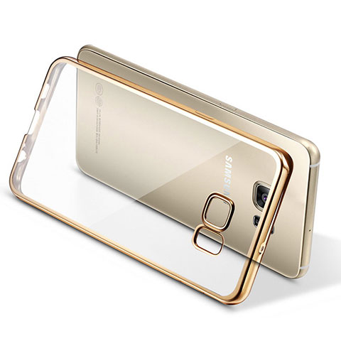 Custodia Silicone Trasparente Ultra Sottile Morbida T06 per Samsung Galaxy S7 Edge G935F Oro