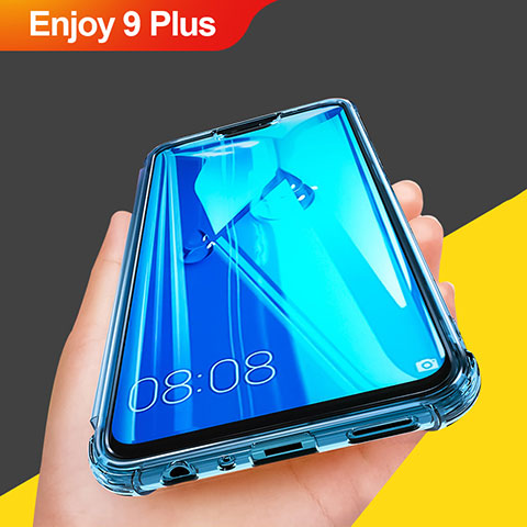 Custodia Silicone Trasparente Ultra Sottile Morbida T07 per Huawei Enjoy 9 Plus Cielo Blu