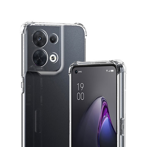 Custodia Silicone Trasparente Ultra Sottile Morbida T07 per Oppo Reno8 Pro 5G Chiaro