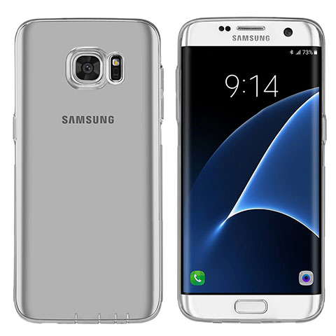 Custodia Silicone Trasparente Ultra Sottile Morbida T07 per Samsung Galaxy S7 Edge G935F Grigio