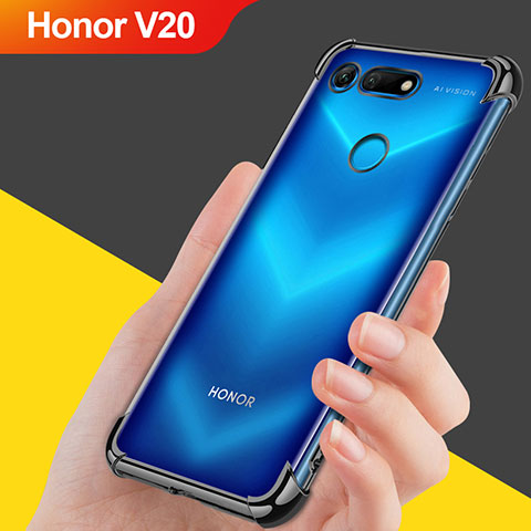 Custodia Silicone Trasparente Ultra Sottile Morbida T08 per Huawei Honor View 20 Nero