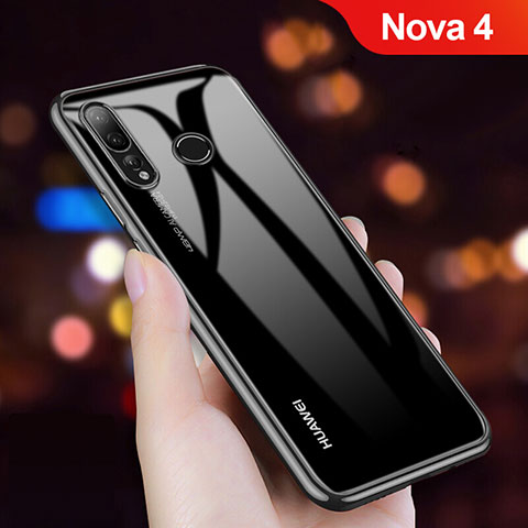 Custodia Silicone Trasparente Ultra Sottile Morbida T11 per Huawei Nova 4 Nero