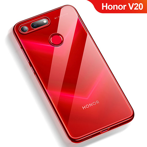 Custodia Silicone Trasparente Ultra Sottile Morbida T12 per Huawei Honor V20 Rosso