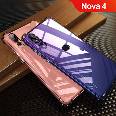 Custodia Silicone Trasparente Ultra Sottile Morbida T12 per Huawei Nova 4 Rosso