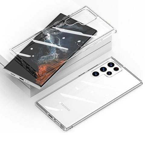Custodia Silicone Trasparente Ultra Sottile Morbida T12 per Samsung Galaxy S22 Ultra 5G Chiaro