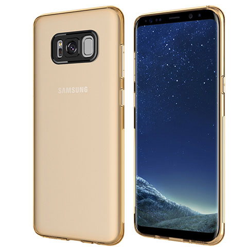 Custodia Silicone Trasparente Ultra Sottile Morbida T15 per Samsung Galaxy S8 Oro