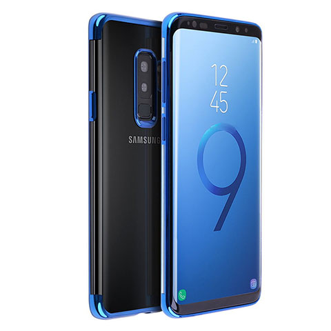 Custodia Silicone Trasparente Ultra Sottile Morbida T18 per Samsung Galaxy S9 Plus Blu