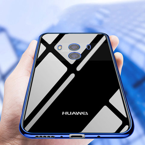 Custodia Silicone Trasparente Ultra Sottile Morbida T19 per Huawei Mate 10 Blu