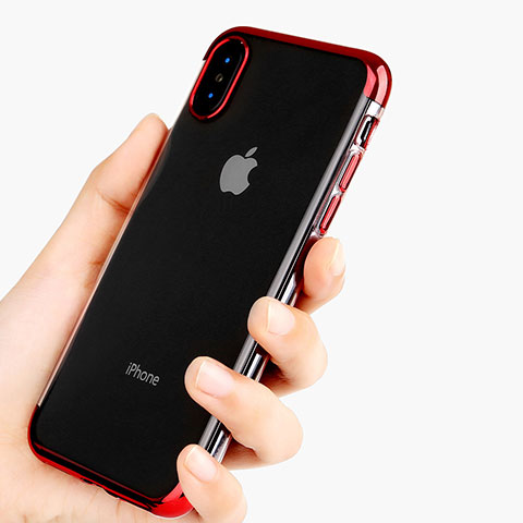 Custodia Silicone Trasparente Ultra Sottile Morbida V11 per Apple iPhone Xs Rosso