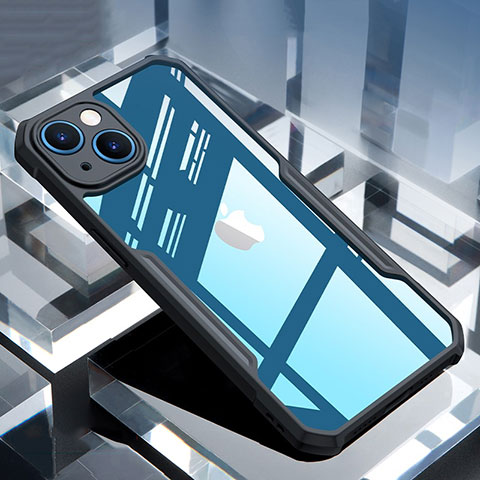 Custodia Silicone Trasparente Ultra Sottile Morbida XD1 per Apple iPhone 15 Nero