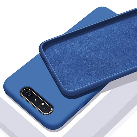 Custodia Silicone Ultra Sottile Morbida 360 Gradi Cover C01 per Samsung Galaxy A80 Blu