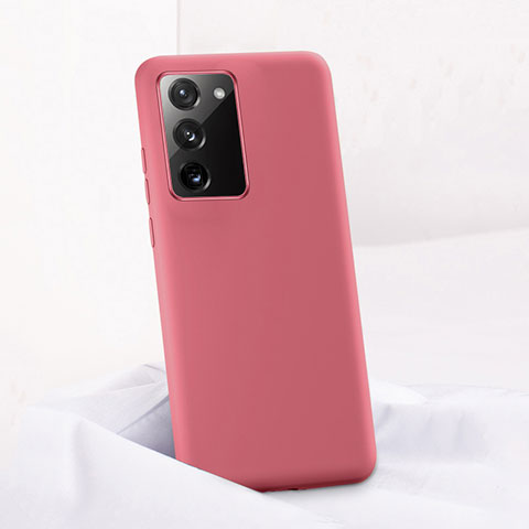 Custodia Silicone Ultra Sottile Morbida 360 Gradi Cover C01 per Samsung Galaxy Note 20 5G Rosso Rosa