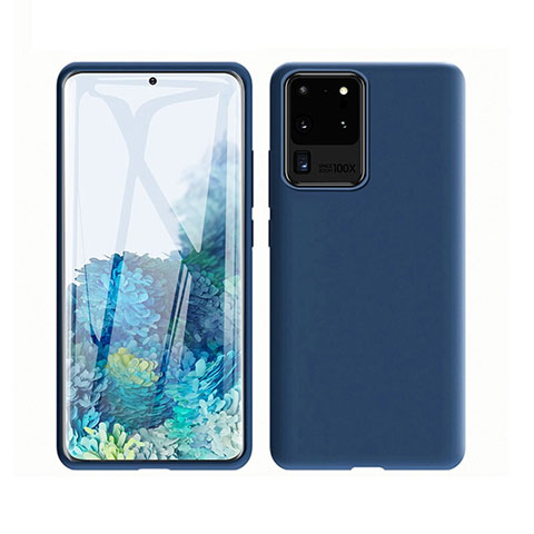 Custodia Silicone Ultra Sottile Morbida 360 Gradi Cover C01 per Samsung Galaxy S20 Ultra 5G Blu