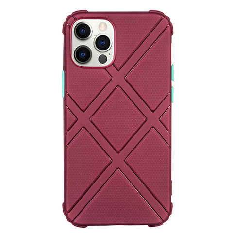 Custodia Silicone Ultra Sottile Morbida 360 Gradi Cover C02 per Apple iPhone 12 Pro Rosso Rosa