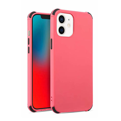 Custodia Silicone Ultra Sottile Morbida 360 Gradi Cover C03 per Apple iPhone 12 Mini Rosso Rosa