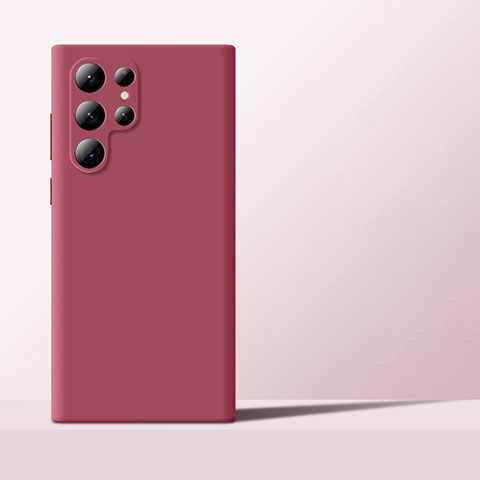 Custodia Silicone Ultra Sottile Morbida 360 Gradi Cover D01 per Samsung Galaxy S22 Ultra 5G Rosso Rosa
