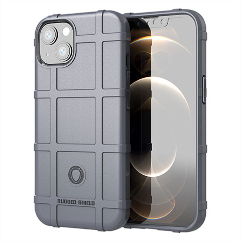 Custodia Silicone Ultra Sottile Morbida 360 Gradi Cover G05 per Apple iPhone 13 Mini Grigio