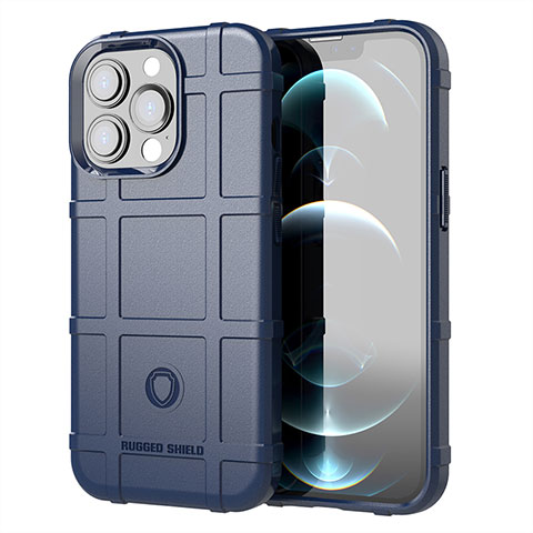 Custodia Silicone Ultra Sottile Morbida 360 Gradi Cover G05 per Apple iPhone 13 Pro Max Blu