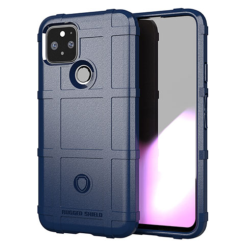 Custodia Silicone Ultra Sottile Morbida 360 Gradi Cover J01S per Google Pixel 5 XL 5G Blu