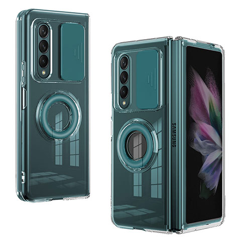 Custodia Silicone Ultra Sottile Morbida 360 Gradi Cover MJ2 per Samsung Galaxy Z Fold3 5G Verde Notte