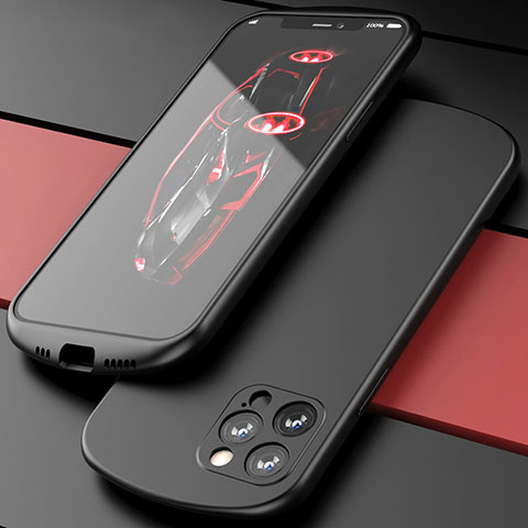 Custodia Silicone Ultra Sottile Morbida 360 Gradi Cover N01 per Apple iPhone 12 Pro Nero