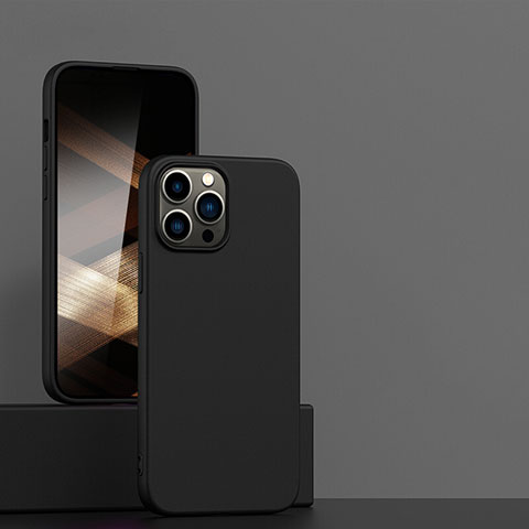 Custodia Silicone Ultra Sottile Morbida 360 Gradi Cover per Apple iPhone 14 Pro Max Nero