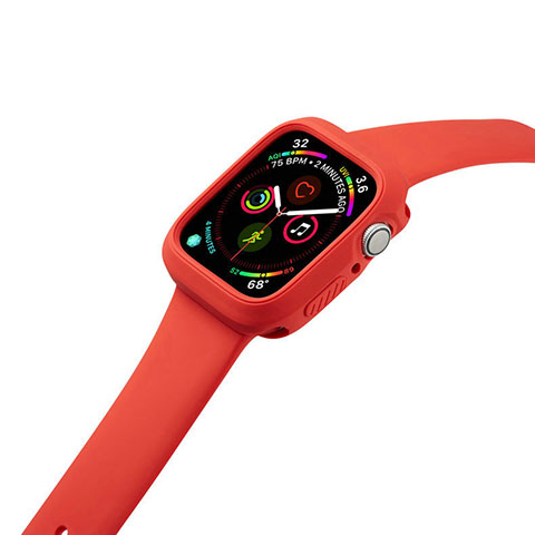 Custodia Silicone Ultra Sottile Morbida 360 Gradi Cover per Apple iWatch 5 44mm Rosso
