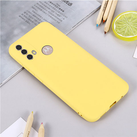 Custodia Silicone Ultra Sottile Morbida 360 Gradi Cover per Motorola Moto E20 Giallo