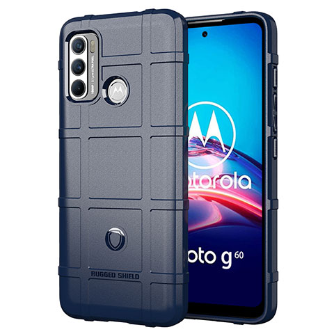 Custodia Silicone Ultra Sottile Morbida 360 Gradi Cover per Motorola Moto G60 Blu