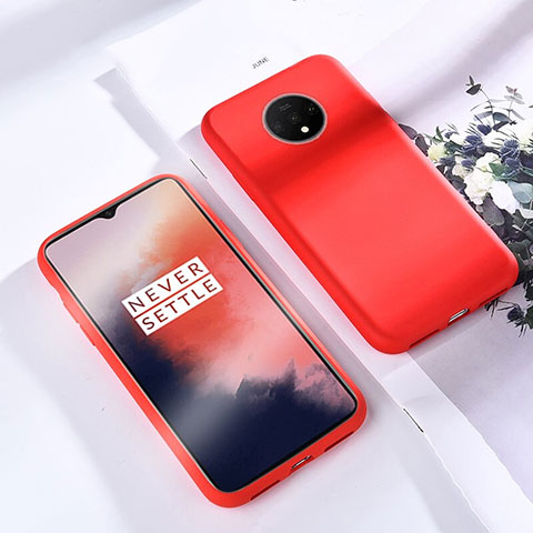 Custodia Silicone Ultra Sottile Morbida 360 Gradi Cover per OnePlus 7T Rosso