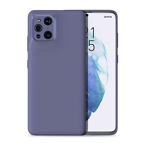 Custodia Silicone Ultra Sottile Morbida 360 Gradi Cover per Oppo Find X3 Pro 5G Grigio Lavanda