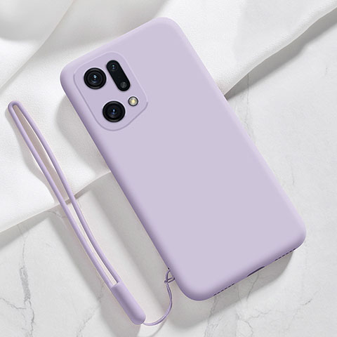 Custodia Silicone Ultra Sottile Morbida 360 Gradi Cover per Oppo Find X5 Pro 5G Lavanda