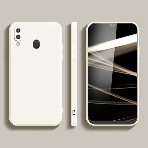 Custodia Silicone Ultra Sottile Morbida 360 Gradi Cover per Samsung Galaxy M20 Bianco