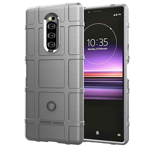 Custodia Silicone Ultra Sottile Morbida 360 Gradi Cover per Sony Xperia 1 Argento