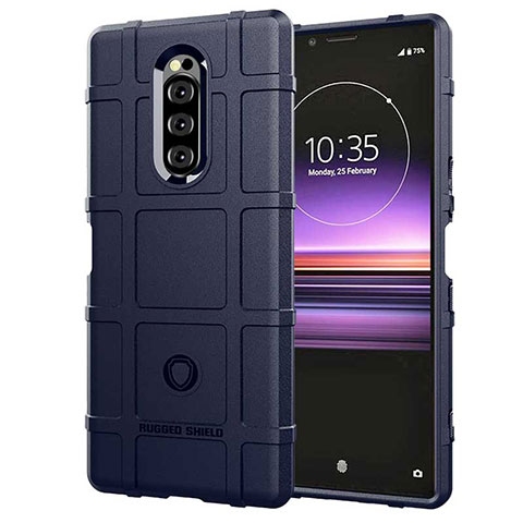 Custodia Silicone Ultra Sottile Morbida 360 Gradi Cover per Sony Xperia 1 Blu