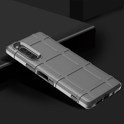 Custodia Silicone Ultra Sottile Morbida 360 Gradi Cover per Sony Xperia 5 Argento