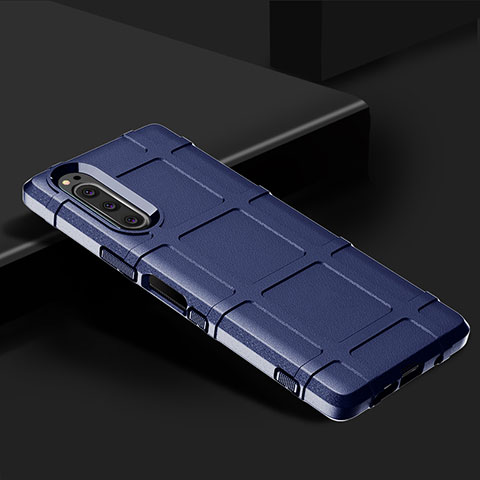 Custodia Silicone Ultra Sottile Morbida 360 Gradi Cover per Sony Xperia 5 Blu