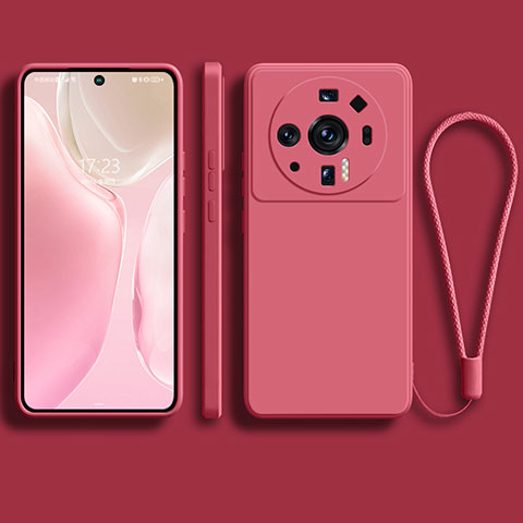 Custodia Silicone Ultra Sottile Morbida 360 Gradi Cover per Xiaomi Mi 12 Ultra 5G Rosso Rosa