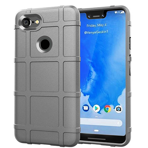 Custodia Silicone Ultra Sottile Morbida 360 Gradi Cover S01 per Google Pixel 3 XL Argento