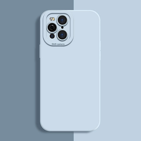 Custodia Silicone Ultra Sottile Morbida 360 Gradi Cover S01 per Oppo Find X3 5G Azzurro