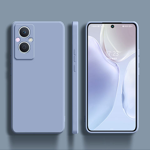 Custodia Silicone Ultra Sottile Morbida 360 Gradi Cover S01 per Oppo Reno8 Lite 5G Grigio Lavanda