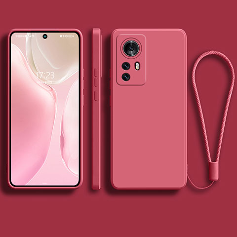 Custodia Silicone Ultra Sottile Morbida 360 Gradi Cover S01 per Xiaomi Mi 12X 5G Rosso Rosa