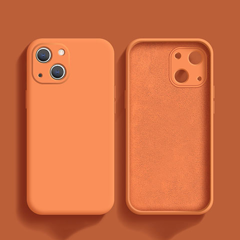 Custodia Silicone Ultra Sottile Morbida 360 Gradi Cover S02 per Apple iPhone 13 Mini Arancione