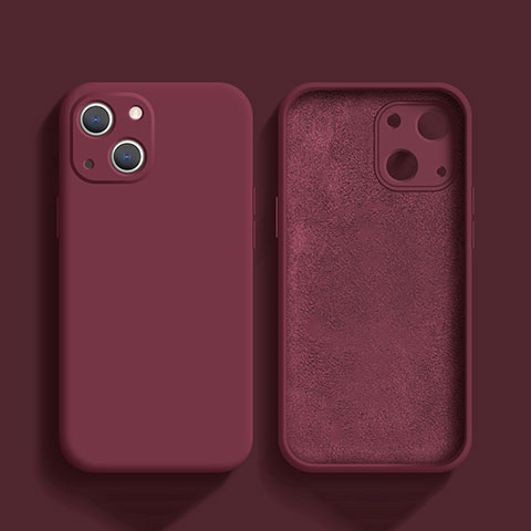 Custodia Silicone Ultra Sottile Morbida 360 Gradi Cover S02 per Apple iPhone 13 Mini Rosso Rosa