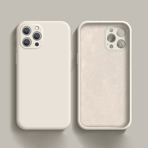 Custodia Silicone Ultra Sottile Morbida 360 Gradi Cover S02 per Apple iPhone 13 Pro Bianco