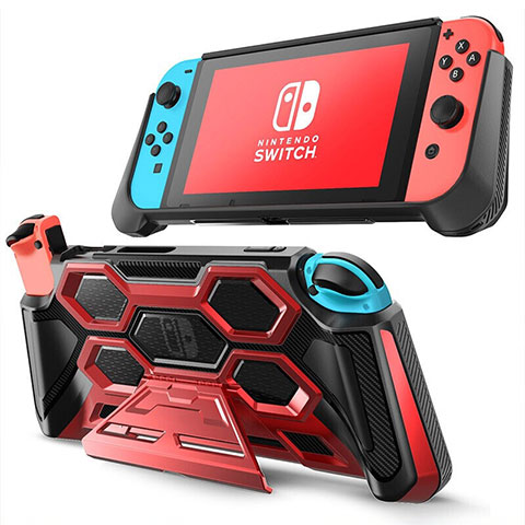 Custodia Silicone Ultra Sottile Morbida 360 Gradi Cover S02 per Nintendo Switch Rosso